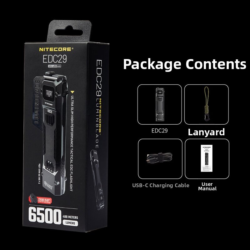 NITECORE EDC29 Tactical Flashlight Outdoor Charging High-Brightness Mini Multi-functional Handheld Torch LED USB Rechargeable