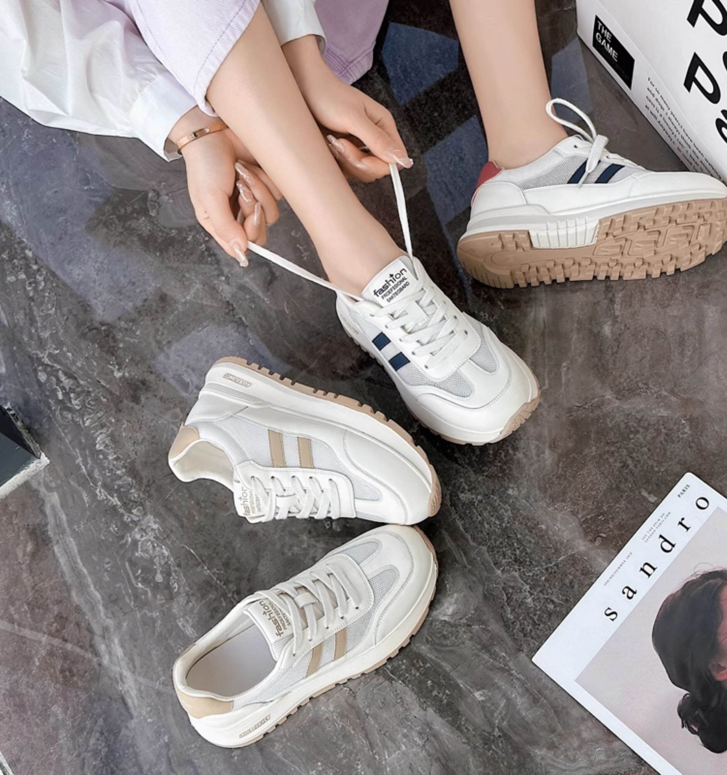 Zapatillas de malla de verano para mujer, zapatillas deportivas informales, estilo papá, modernas, sin cordones, punta redonda, tacón medio, calzado cómodo y a la moda