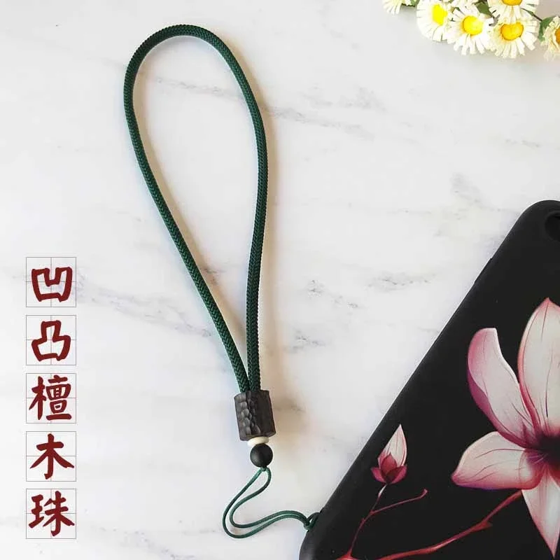 Ebony Mobile Phone Lanyard Women's Short Wrist Rope Creative Cool Mobile Phone Shell Pendant Men's Anti-loss Camisole Necklace