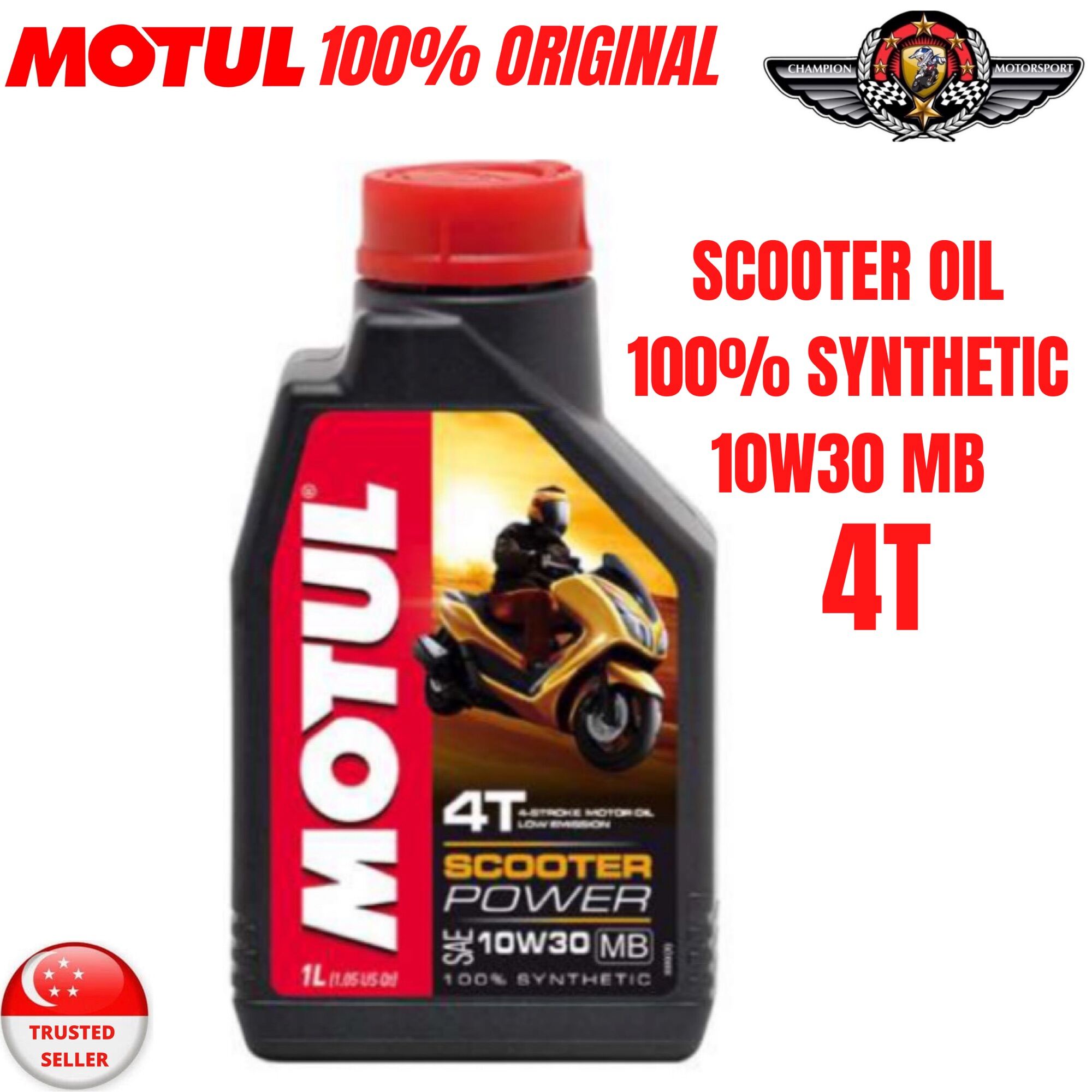 MOTUL SCOOTER POWER 4T 10W-30 MB/ 5W-40 MA FULLY SYNTHETIC ENGINE OIL 1L |  Lazada Singapore