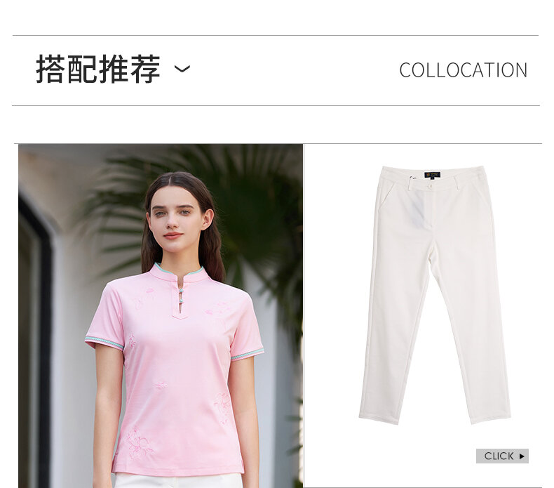 Versino, haftowana koszulka polo z krótkim rękawem w stylu chińskim, damska lato New Arrival, uniwersalna, codzienna bawełniana, smukła krój