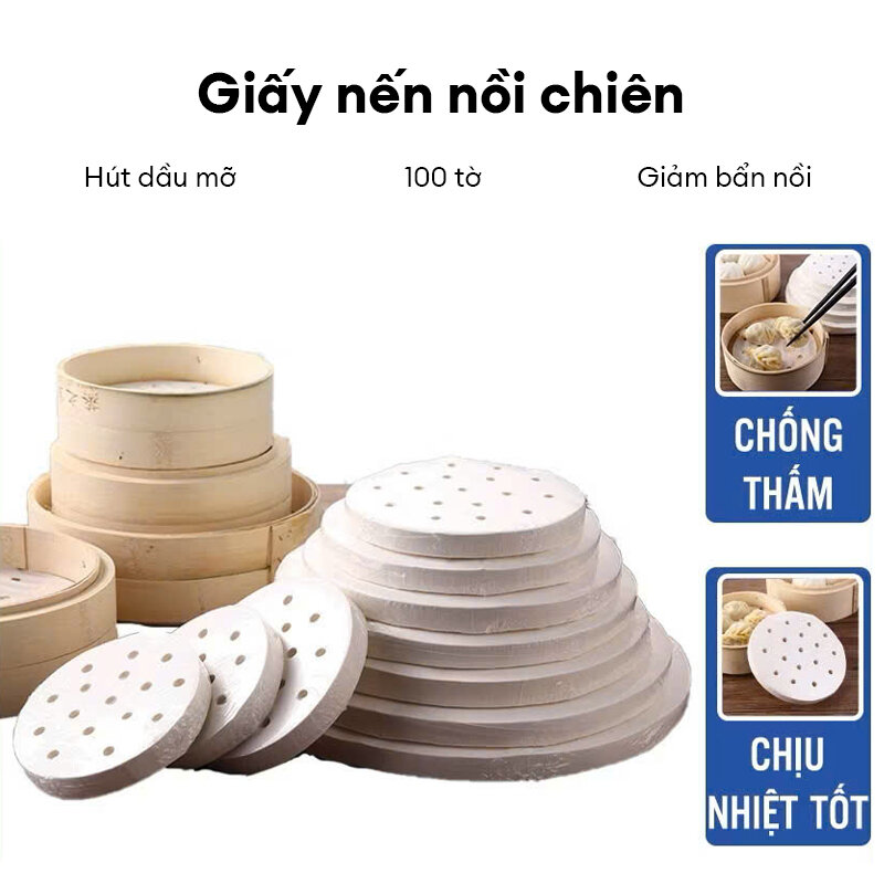  Giấy nến 100 Tờ Giấy Nến Đục Lỗ Lót Nồi Chiên Không Dầu tờ giấy thấm dầu ăn hút dầu mỡ  Giảm Thiểu Tối Đa Dầu Mỡ Bám Vào Nồi Chiên dieulinhshop 