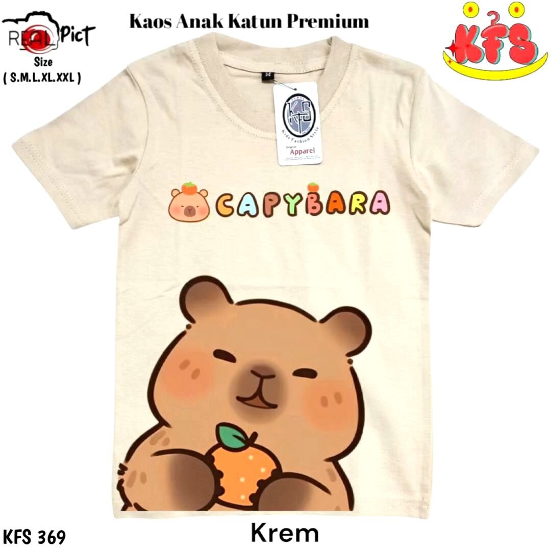 t-shirt Baju Kaos Anak Motif Capybara Katun Premium KFS 369