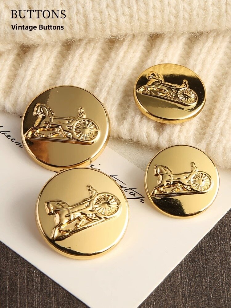 High-End Gold Metal Buttons for Womens Suit Jackets Decorative Clothing Accessories Vintage Style Fasteners by AiNvJia