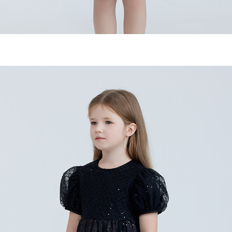 RBIGX Mädchenkleid im Prinzessin-Stil, schwarzer Netzrock mit Puffärmeln, Sommermode, Märchenprinzessinenkleid aus Nylonstoff