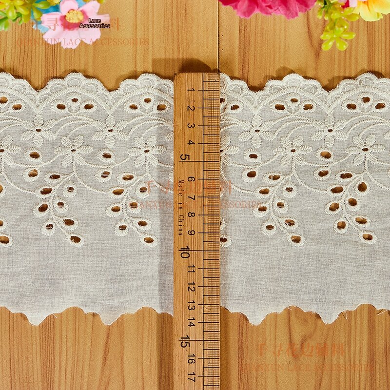 New 2021 Cotton Lace Edging Fabric Handmade Sofa Decorative Material Hollow out Design Wide 13.8CM for DIY Sewing Accessories