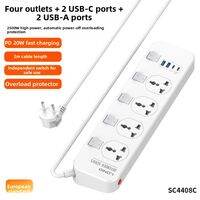 LDNIO | UK Plug Power Strip with 2 Type-C Ports 20W PD Fast Charging Overload Protection 2m Cable Length Universal Socket for US EU Standards