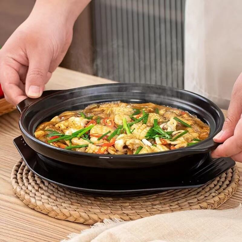 Jingdezhen Ceramic Shallow Sand Pot Stove Top Gas Cooking High Temperature Resistant Large Capacity Stone Pot for Cooking Rice. 