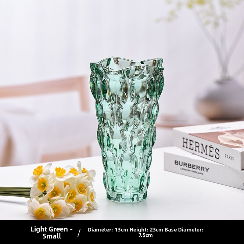 Nordic Luxury Large Diameter Crystal Glass Flower Vase for Flowers And Green Plants Home Hotel Floral Decorations