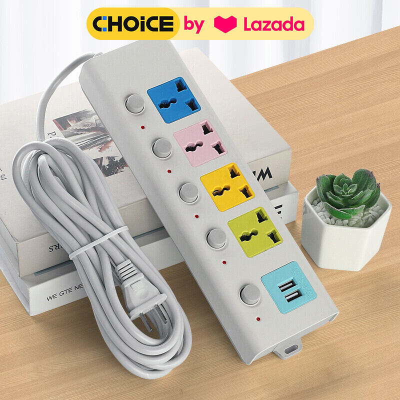 Ổ power plug，Multi-Function Socket Outlet Plug Universal Outlet Extension Cord Power Socket / Power Board / Power Strip with 4 Power Socket and 2 USB Ports with Independent Switch Charger Adapter 2200WHZ-345U-3，Ổ cắm chuyển đổi đầu 3 chân sang 2