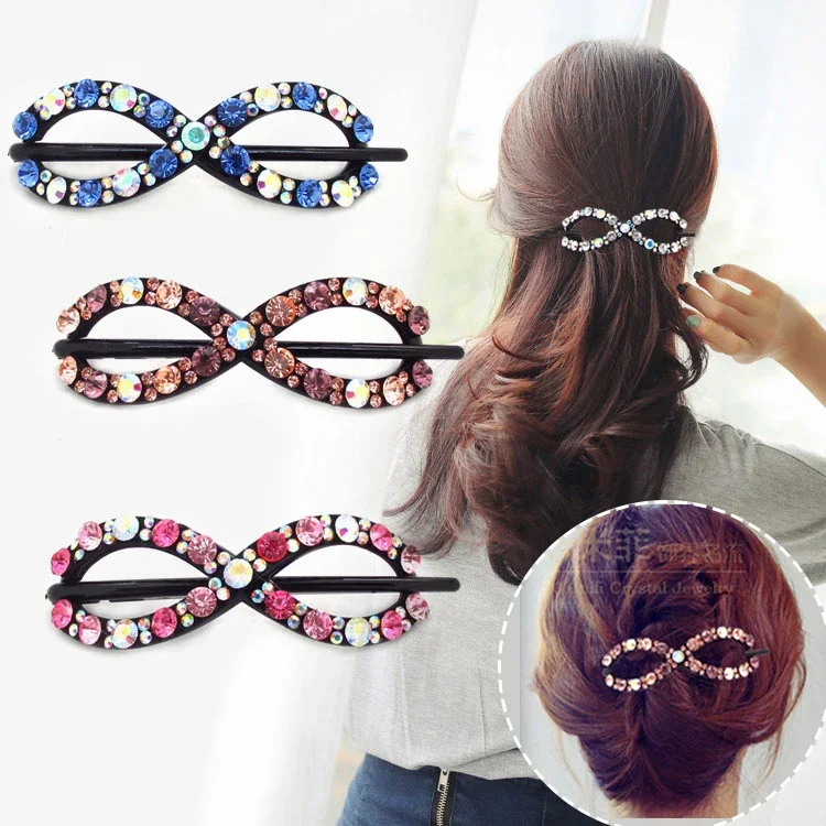Korean Hair Accessories Updo Ponytail and Updo Hair Band Korean Diamond-Embedded Personalized Hairpin Ponytail Clip