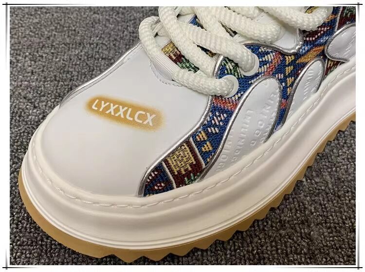 Men's Thick Sole Breathable Casual Shoes Color Block Design Summer Leisure Dad Shoes Increased Height Trendy Fashion Sneakers · v8