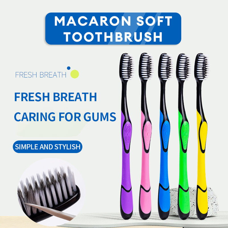 【Local seller in stock】Adult soft bristle toothbrush with independent packaging, 3-color selection for adult couples' home use