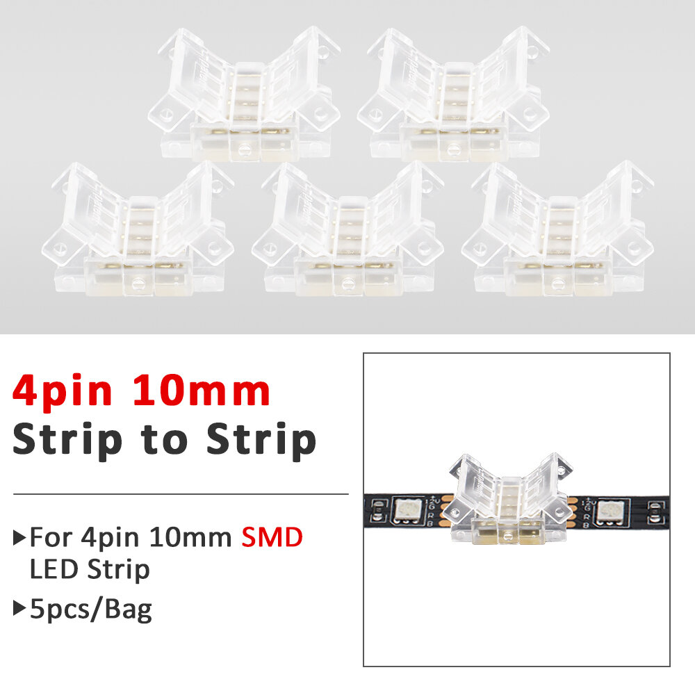 5PCS LED Strip Connector COB SMD 2Pin 3Pin 4Pin 5mm 8mm 10mm L-Shape Strip to Strip Welding-Free for RGB CCT LED Strip Lights
