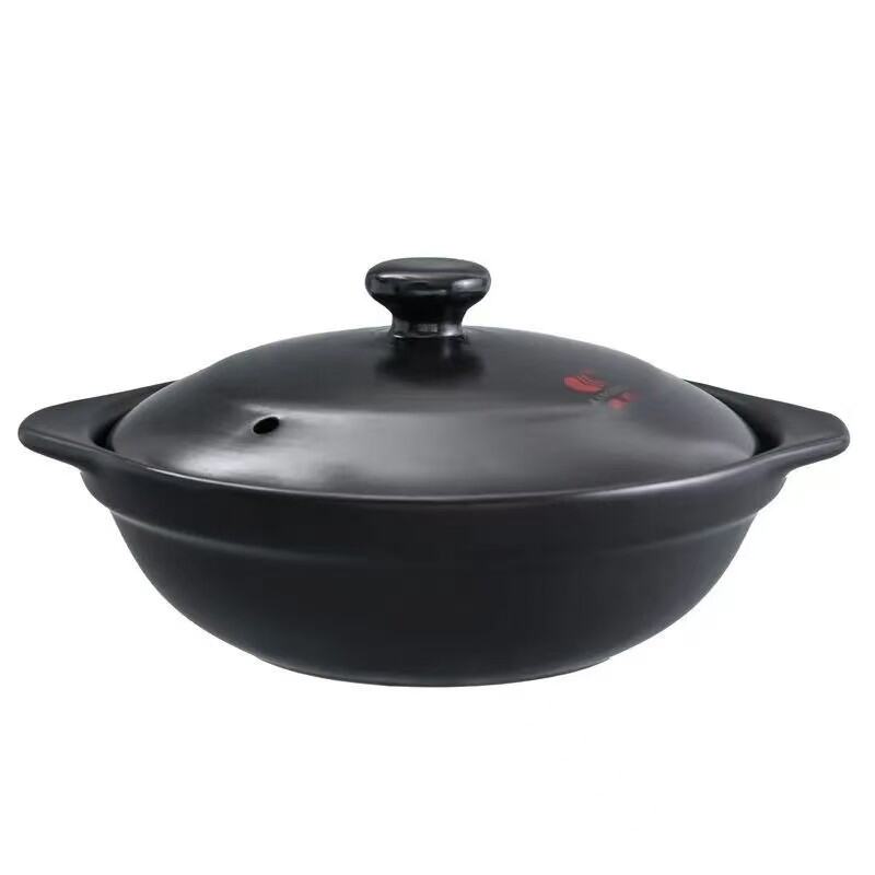 Jingdezhen Ceramic Shallow Sand Pot Stove Top Gas Cooking High Temperature Resistant Large Capacity Stone Pot for Cooking Rice. 