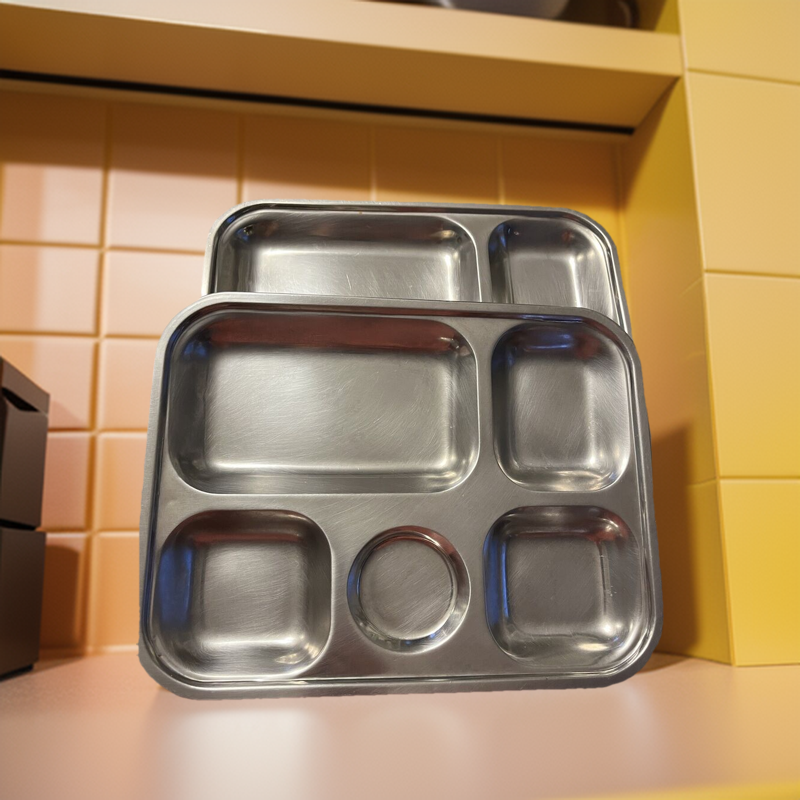 4 compartment Stainless Steel Cafeteria Tray. 