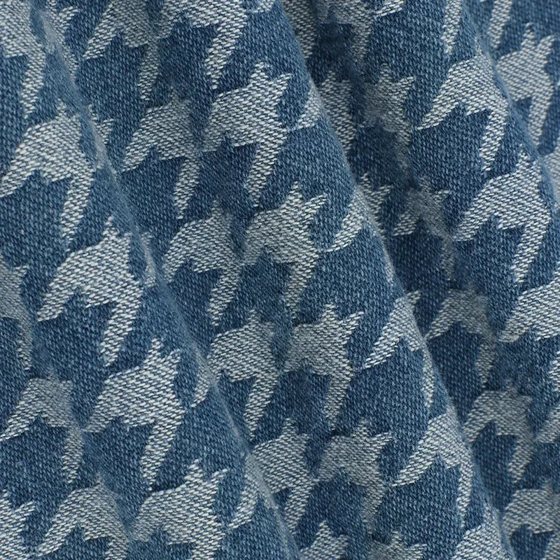 Fashionable Plaid Washed Denim Embroidered Fabric Non-Stretch Twill for Pants Bags Shoes And Jackets Clothing Accessories