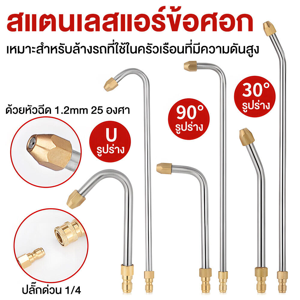 30° /90° หัวฉีดน้ําแรงดันสูง รูปตัว U 1/4 นิ้ว สําหรับทําความสะอาด เหมาะสำหรับปั๊ม 5000PSI - ยี่ห้อ Moketa ราคา 90 บาท*ส่งฟรี