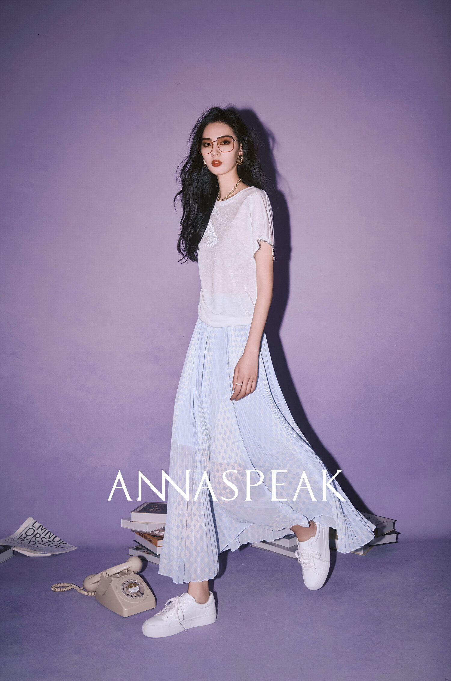 Annaspeak Galaxy 반팔 티셔츠 여성용 세련된 다이아몬드 장식 상의 캐주얼 루즈핏 퓨어 컬러 봄 여름 신상품