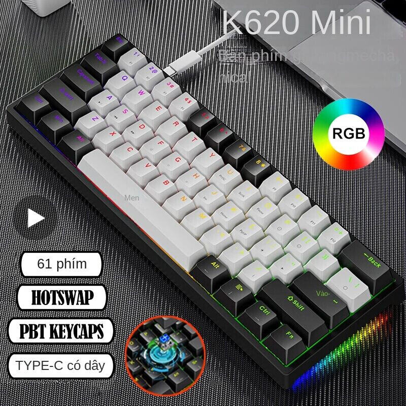 K620 Mini Backlit RGB Gaming Mechanical Keyboard Gamer Mechanic Kit 60 Percent DIY Custom PBT Keycap