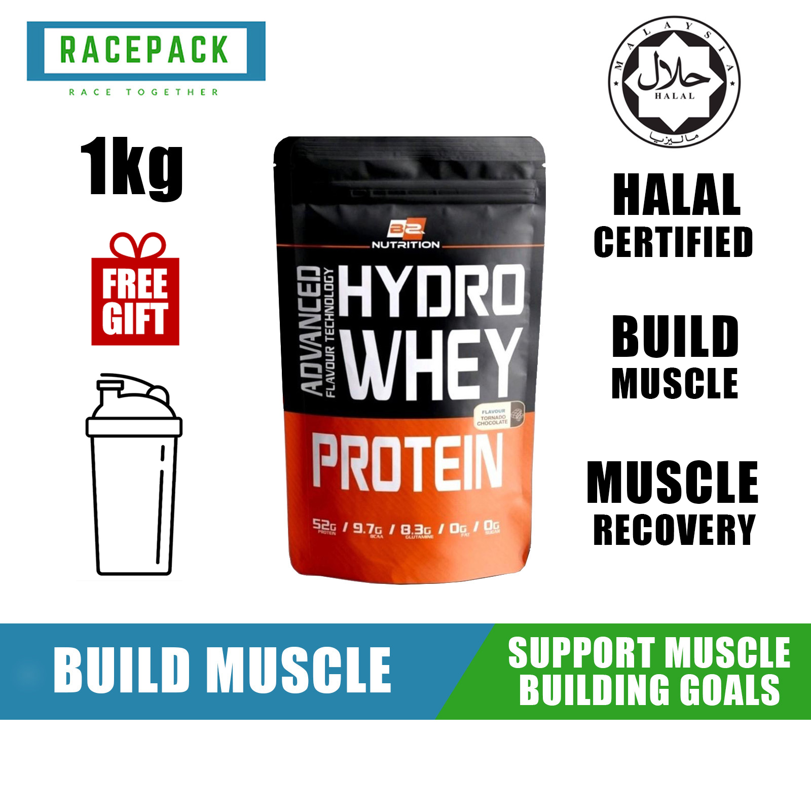 (Free Shaker) BS Nutrition Hydro Whey Protein 1kg, Lean Muscle, HALAL ...