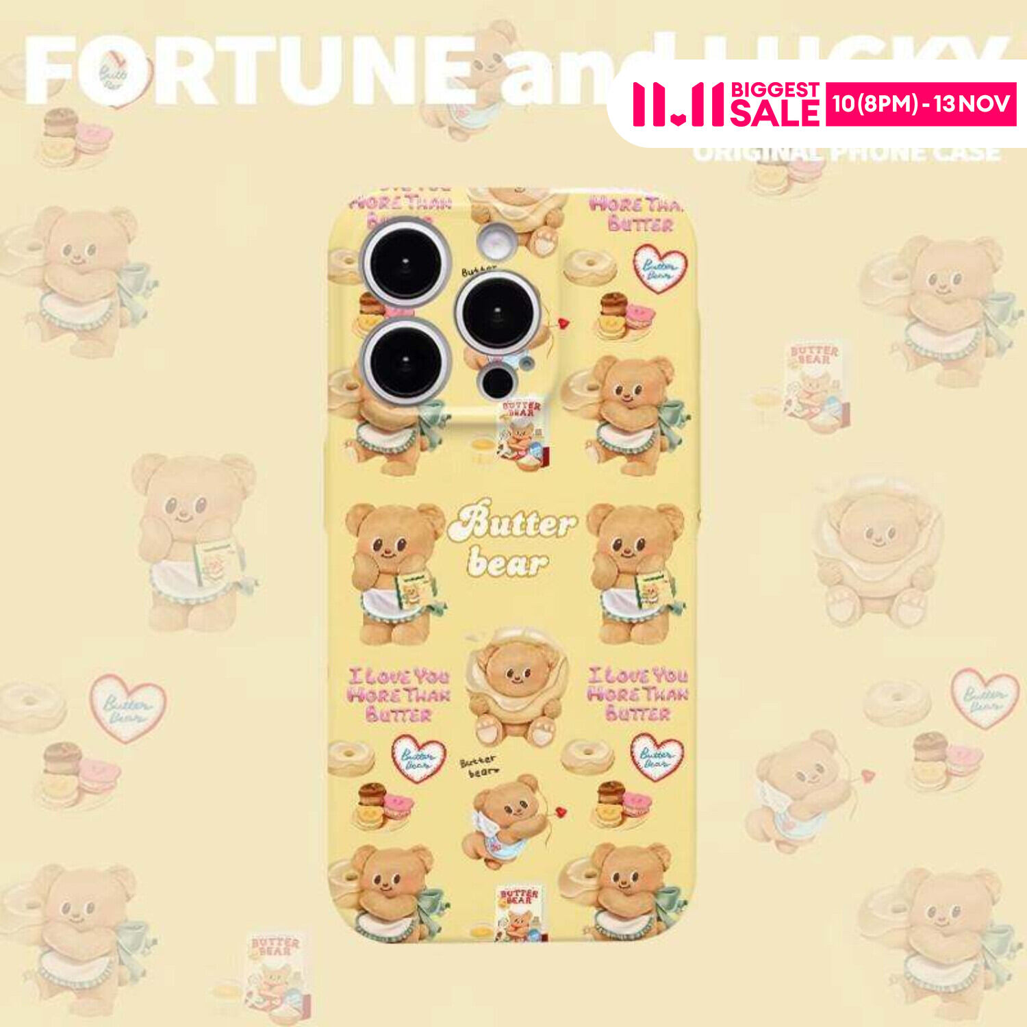 Butterbear Cartoon Phone Case For Iphone 16 Pro Max - Anti-Fall