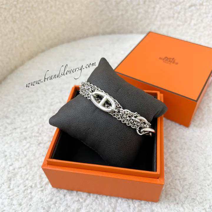 Hermes Chaine D'Ancre Silver 925 No Stone Charm Bracelet