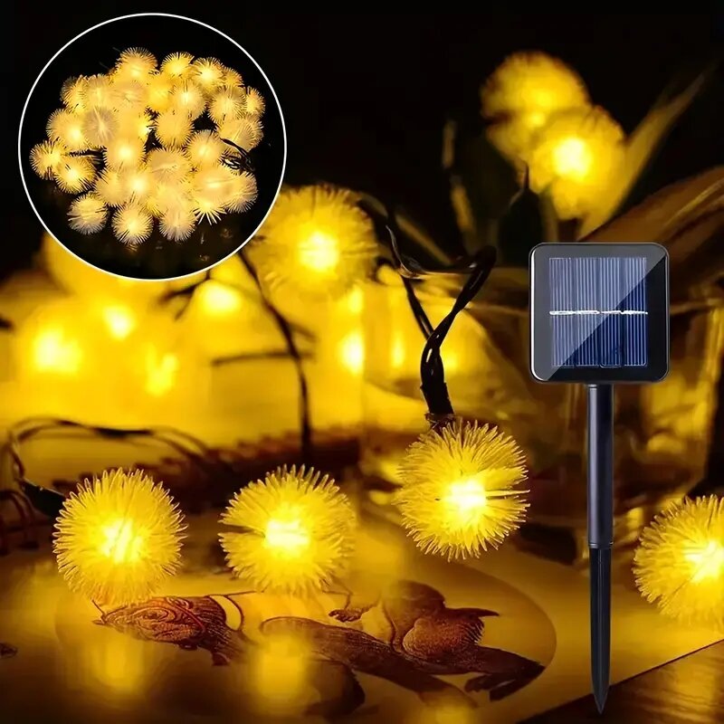 5/6.5/7/12M Solar Dandelion String Light Solar Ball Light String 8 Modes Waterproof Outdoor Lighting For Home Garden Decoration