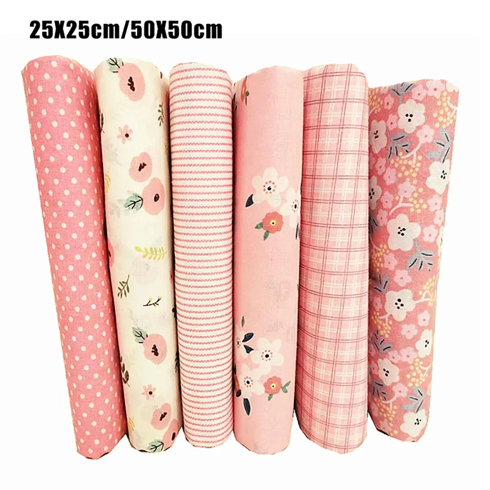 6pcs 25/50cm DIY Floral Cotton Cloth Pre-Cut Sewing Fabric Handmade Floral Cloth Sewing Patchwork Bundle DIY