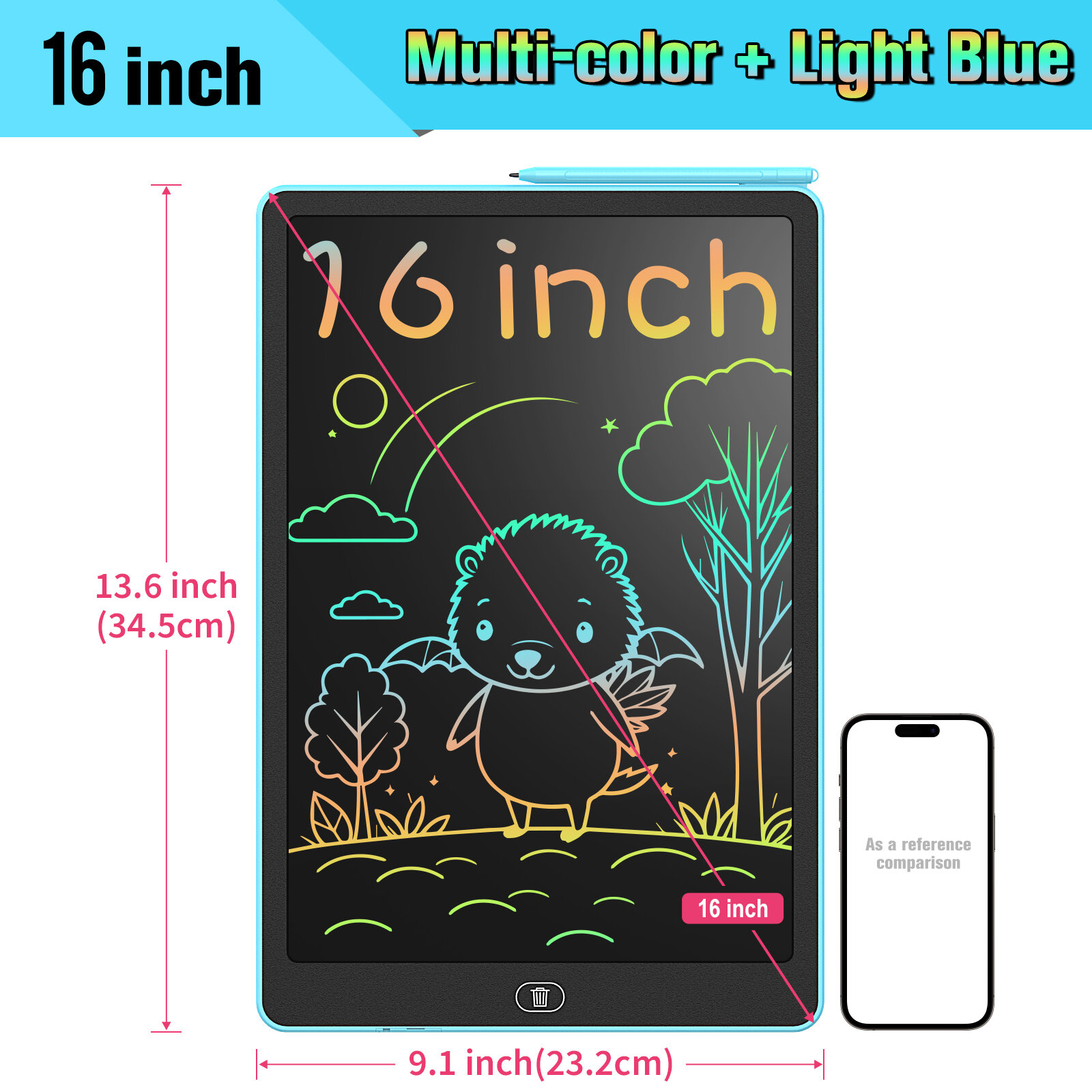 16 Inch LCD Writing Tablet Large Electronic Drawing Board with Vibrant Colors Erasable Screen Perfect Educational Toys