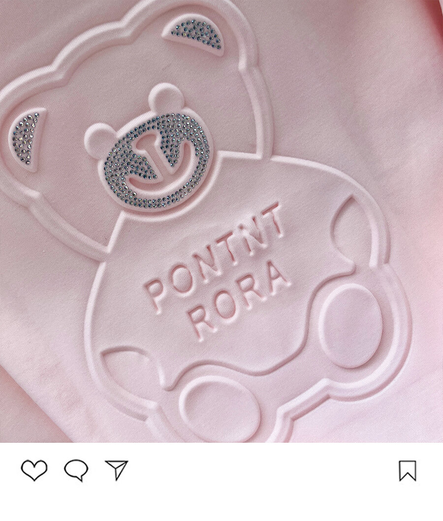 Summer New Pure Cotton Short Sleeve T-Shirt Women's Cartoon 3D Bear Heavy-duty Rhinestone Loose Half Sleeve Simple Trendy