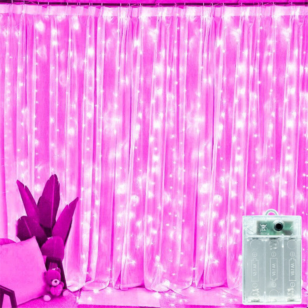 Fairy Lights LED Curtain String Lights for Christmas Home Bedroom Decoration Festive Party Wedding Birthday Battery Powered