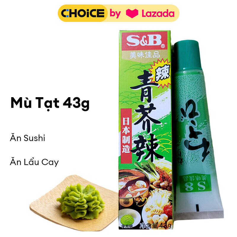 Hộp mù tạt Wasabi S&B 43gr ăn susi lẩu cay Nhật Bản