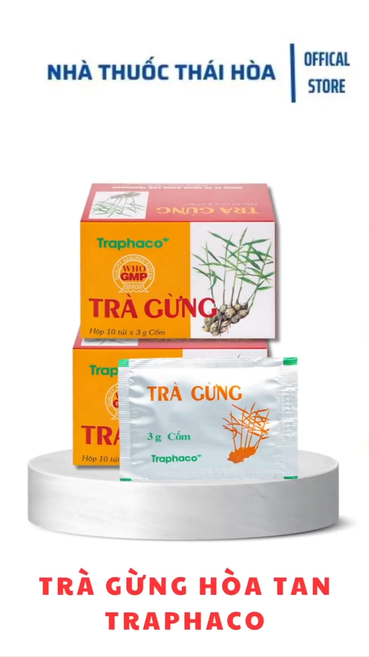 Trà Gừng Hòa Tan Traphaco - Giúp Ôn Ấm Dạ Dày - Giảm Đầy Hơi Chướng Bụng - Rối Loạn Tiêu Hóa - Hộp 10 Gói