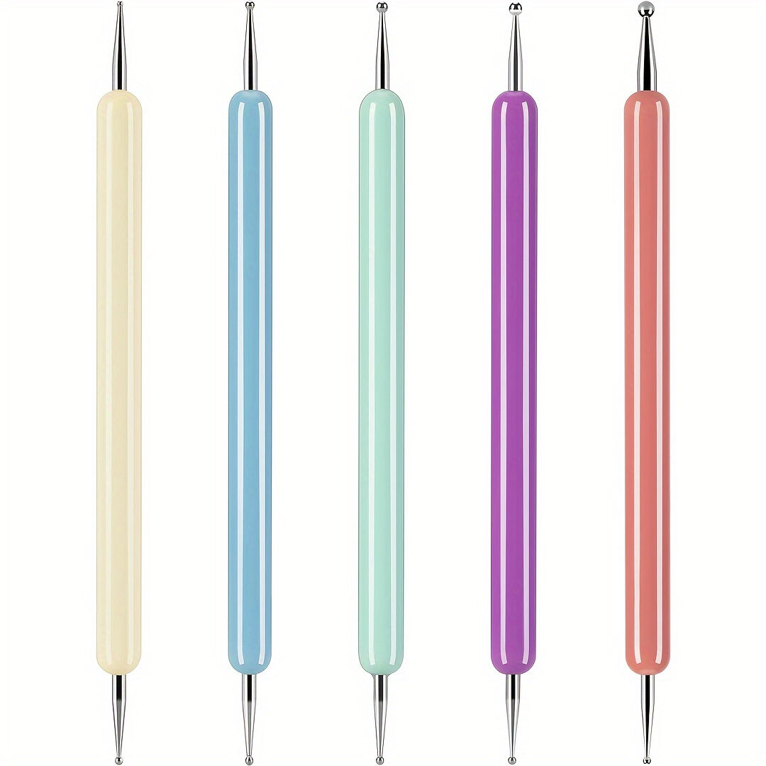 5pcs Embossing Stylus Set Uncharged Plastic Ball Tip Clay Modeling Tools Pattern Tracing and Dotting Accessories for Pottery