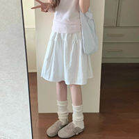 YISOF | Slim Dark Blue Casual A-Line Mid Thigh Skirt for Women in Summer