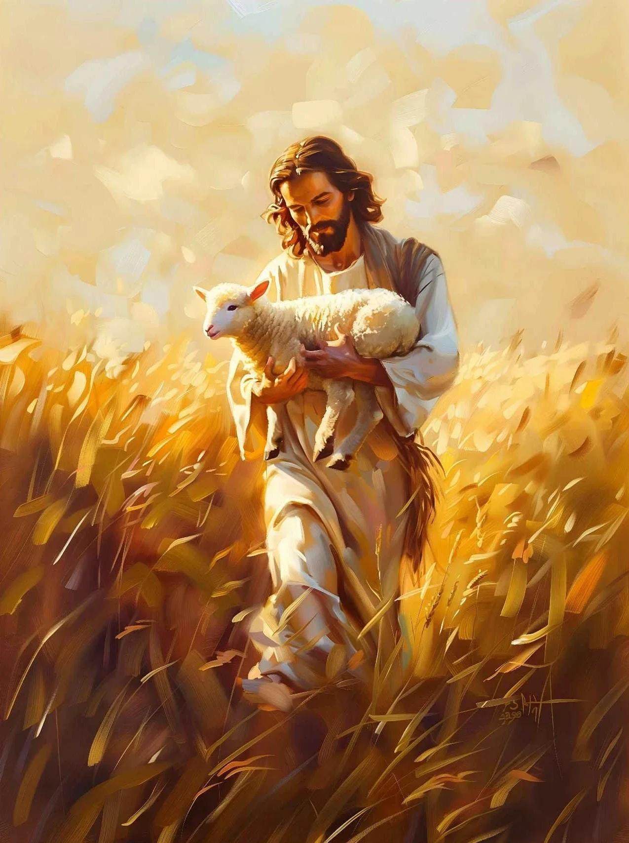 Walking on Water/Shepherd Jesus Christian Poster Canvas Painting Bible Wall Art Picture for Living Room Home Decor Baptized Gift