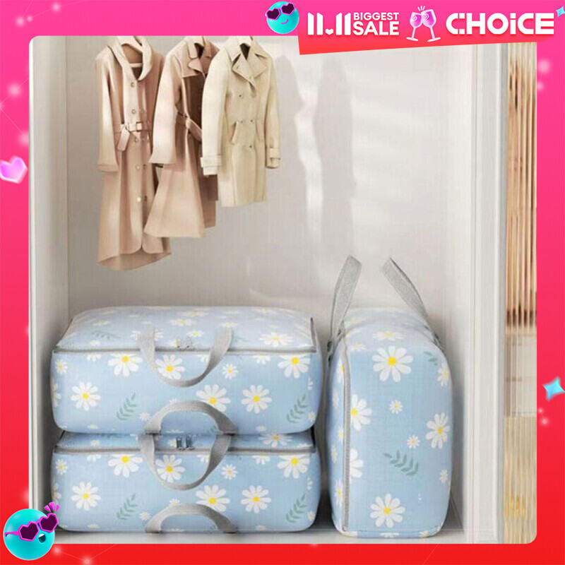 Clothes Storage Bag Quilt Storage Bag Household Organizer Moisture Proof Luggage Storage Bag with Zipper for Clothes Pillow Blanket Closet Storage Bag Portable Clothes Storage Bag Organizer Folding Closet Organizer For Pillow Quilt Blanket Bedding