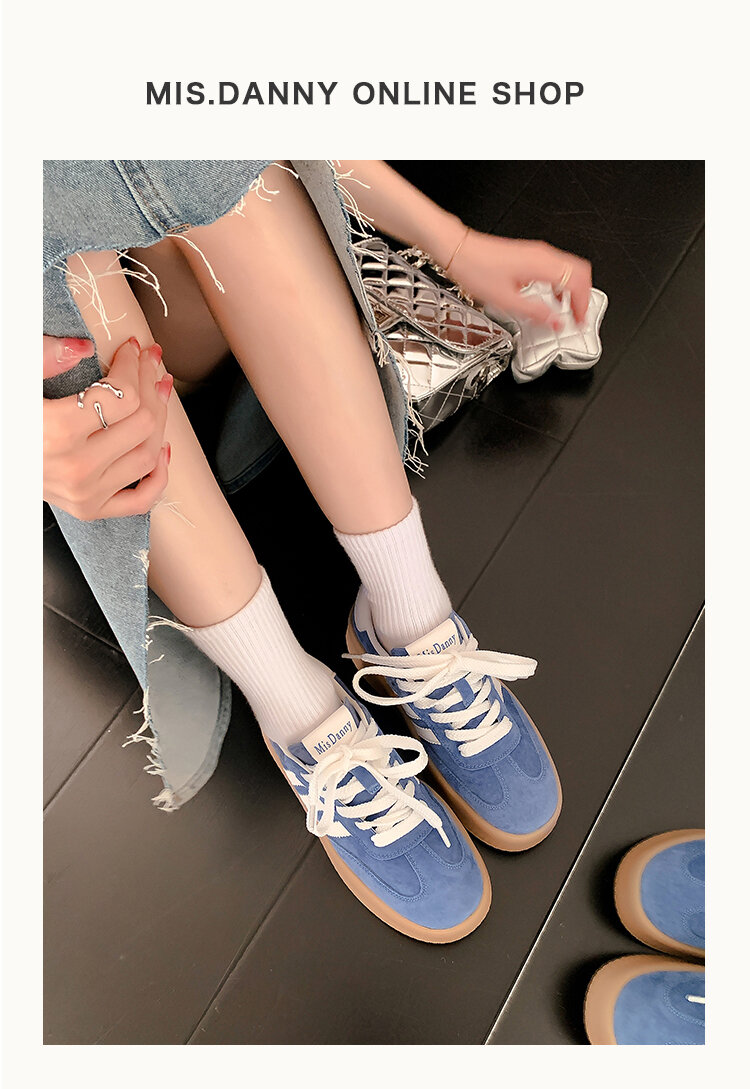 Yellow Genuine Leather Thick Bottom Deqin Shoes Women's Spring Style Casual All-Match Flat Heel Comfortable Sports Sneakers · v7