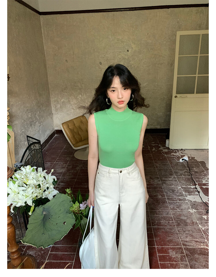 Wine Noon [Xixi] Hong Kong Style Retro Autumn High Waist Slim-Fit Wide-Legged Pants Micro-La Mop Pants White Denim Female · v2