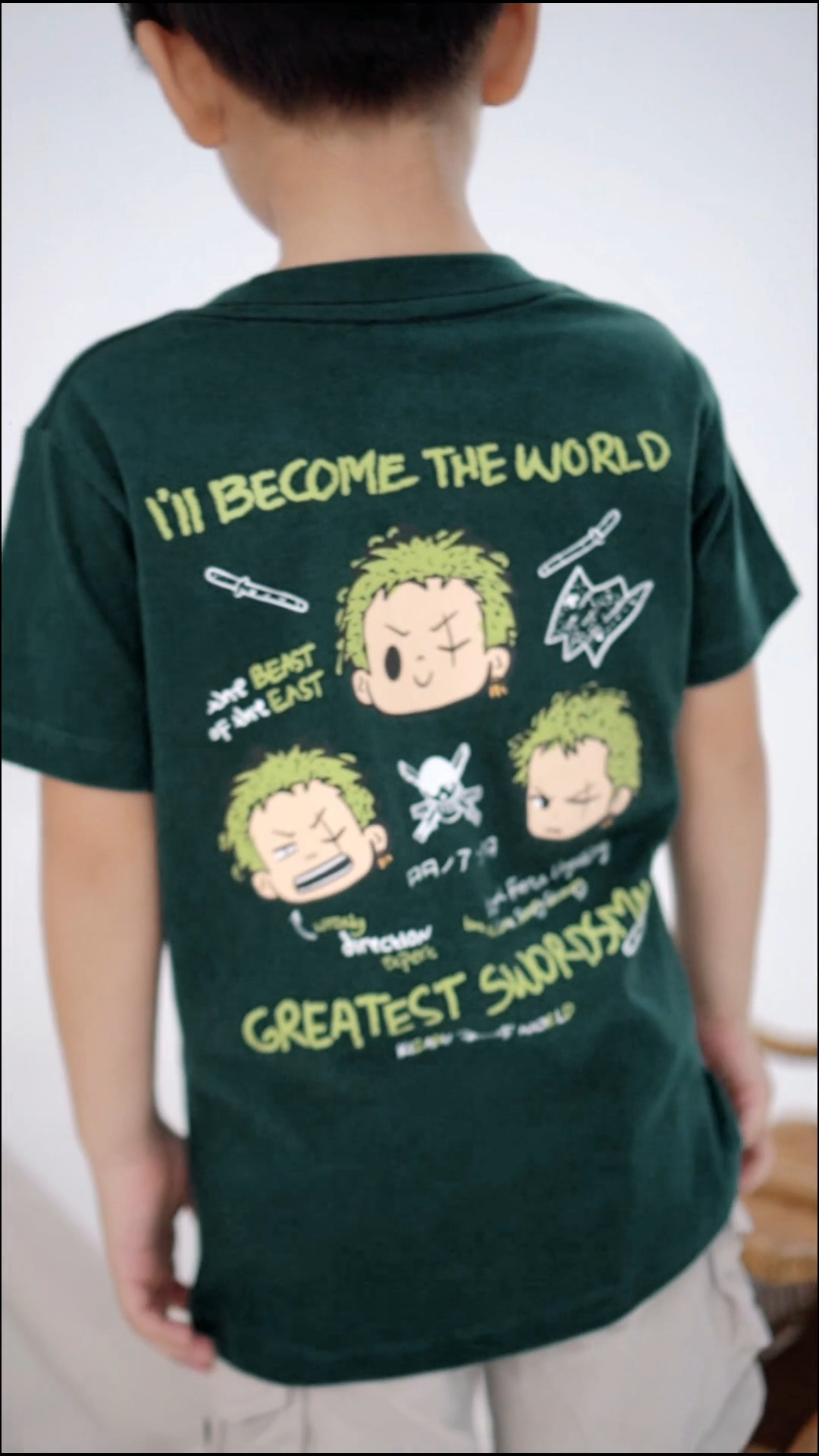 KIZARU Kaos Anak Chibi Anime ZORO THE SWORDSMAN