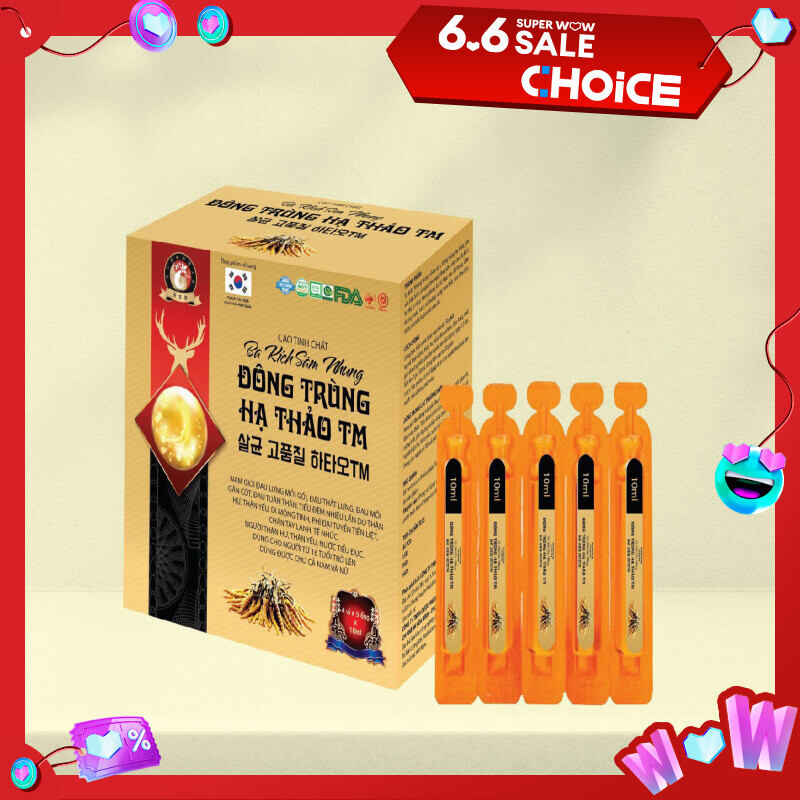 Cao tinh chất ba kích sâm nhung đông trùng hạ thảo hỗ trợ bổ thận, tráng dương, mạnh gân cốt, điều hòa kinh nguyệt. hộp 20 ống- dược phẩm bách lộc