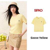 spao | Korean Bear Casual Knitted Polo Shirt Grey Short Sleeve for Summer