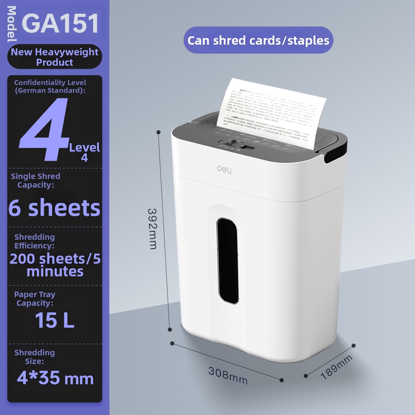 deli | Compact Home Office Commercial Electric Paper Shredder