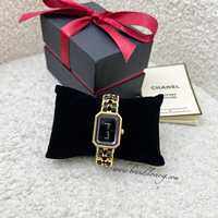 (Pre-loved) Chanel Vintage Premiere Watch in 24K GHW and Black Leather Size M (Year 1991) C/2026/06/038B
