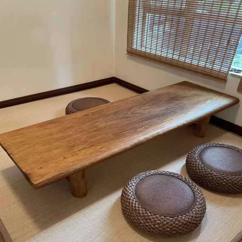 Old Elm Tea Table Japanese Style Coffee Table Low Table Tatami Low Table Living Room Solid Wood Log Bay Window Table Home Small Tea Table