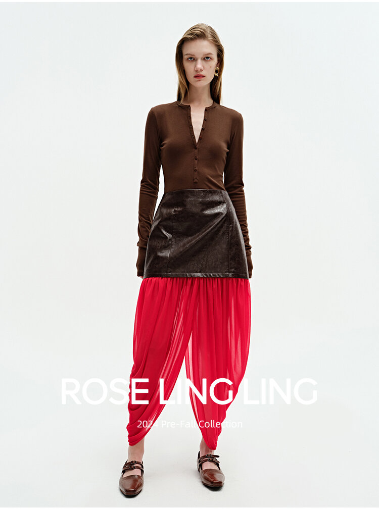 RoseLingLing Ultra-Fine Australian Silk Wool Blend Slimming Knit T-Shirt with Henley Collar for Women Casual Summer Style