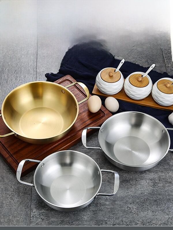 Korean Style Stainless Steel Noodle Pot Double Ear Seafood Soup Pot Small Tom Yum Goong Instant Noodles Pot Popular Online. 