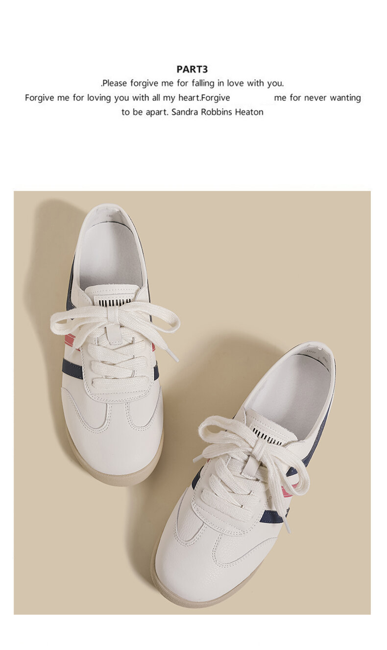 White Dequn Shoes Women's Casual Flat Bottom Sports Fashionable Spring Autumn New Style Versatile Dad Sneakers Comfortable Rubber Sole · v11