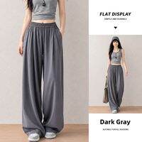spao | Grey Summer Loose Straight Wide-leg Casual Pants